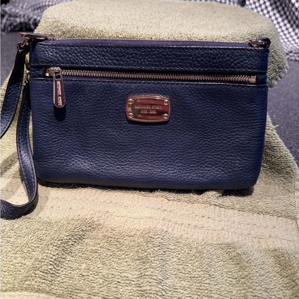 Michael Kors Dark Blue Leather Wristlet